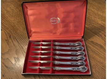 Six Vintage Carvel Hall Stainless Steel Steak Knives In Original Box