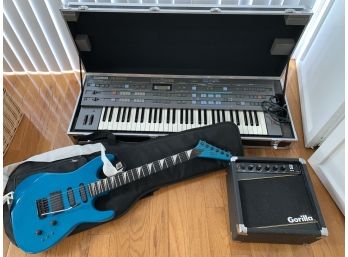 Casio Digital Synthesizer (C2-5000), Jackson 5 Electric Guitar & Gorilla Amp (GG-25)