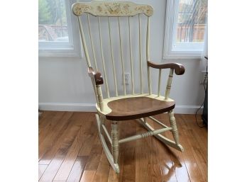 Antique Stenciled Comb Back Rocking Chair From Rousseau Bros, Gardner MA