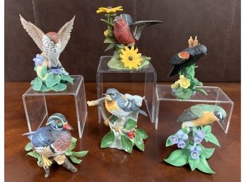 Six Lenox Fine Porcelain Hand Painted Garden Birds Including Wood Duck