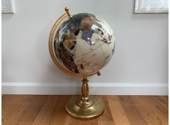 Semi Precious Inlaid Stone 12.5' World Globe