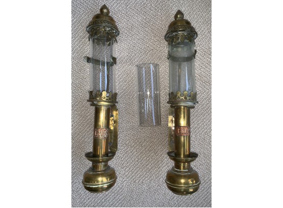 Antique Brass Wall  Push Up Candle Sconces