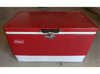 Vintage Red Metal Coleman Cooler
