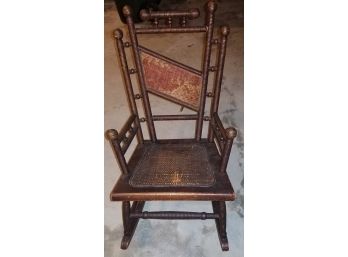 Vintage Stick And Ball Woven Seat Rocker
