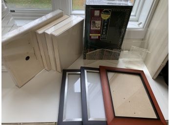 Frame Lot & Two Bonded Leather Photo Blind