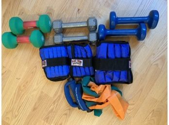 Two- 5lb, Two - 8lb  And Other Workout Stuff