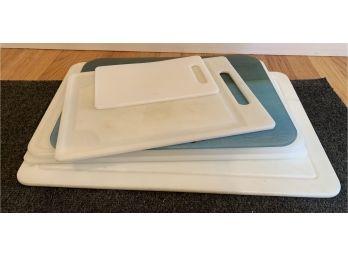 Lot Of Plastic And One Glass Cutting Boards