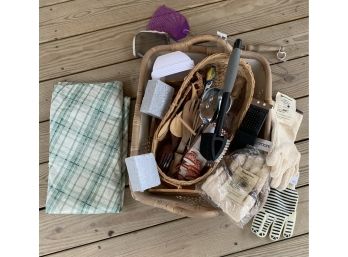 Miscellaneous Lot Of Grill Gloves, Utensils, Baskets, And More