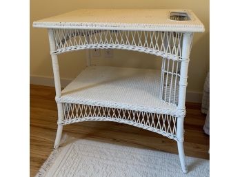 Antique Wicker Table With Built In Magazine Rack