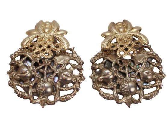 Signed Stephen Dweck Sterling And Carved Mother Of Pearl Clip-On Earrings (RETAIL $690)