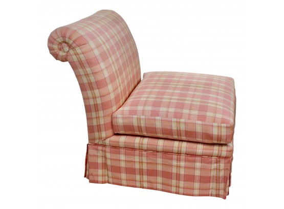 Baker Furniture Pink Plaid Slipper Chair With Custom Lee Jofa Fabric From Klingman's (RETAIL $1,200)