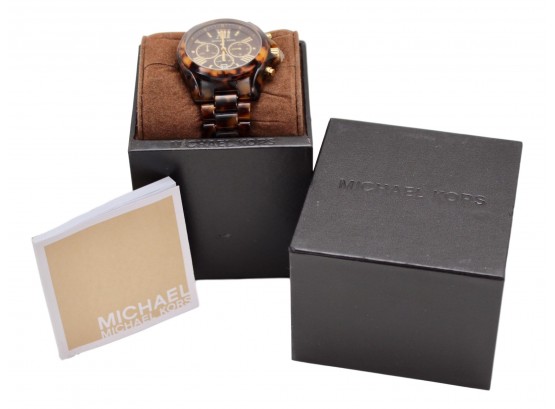 Michael Kors Women's Chronograph 'Bradshaw' Tortoise Acetate Bracelet Watch - Model: MK5839