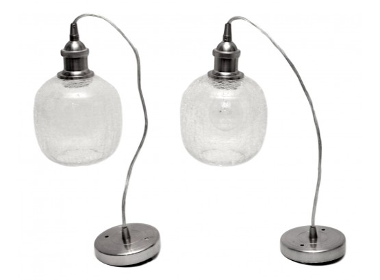 Pair Of Crackled Glass Kitchen Island Pendants (RETAIL $230)