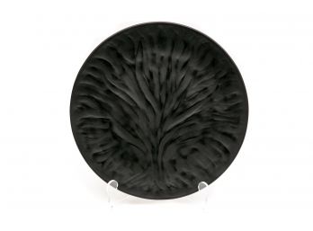 Vintage Lalique France Signed Algues Noir Embossed 'Tree Of Life' Black Crystal Art Glass Plate