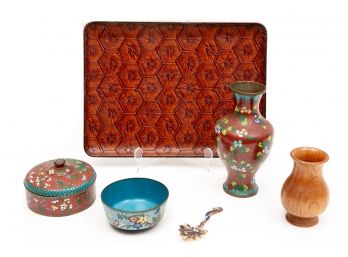 Collection Of Chinese Cloisonné Enamel Vases, Bowls And More