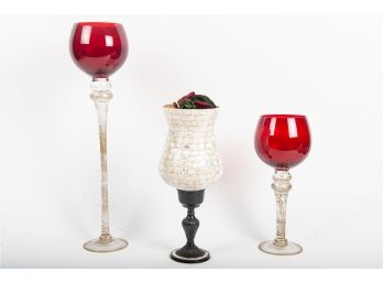 Collection Of Red Accented Glass Decor
