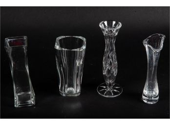 Collection Of Four Clear Glass Vases, Including Baccarat