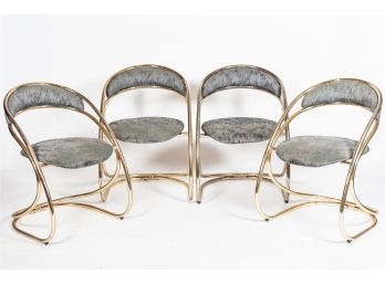 Late-Twentieth Century Modern Brass Finish Chairs