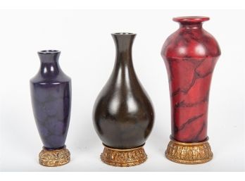 Trio Of Faux Marble Vases