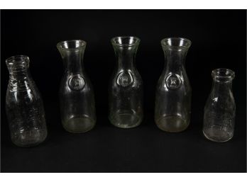 Collection Of Vintage Glass Milk Bottles