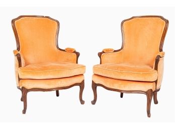 Pair Of Vintage Fateuils With Sherbet Colored Upholstery