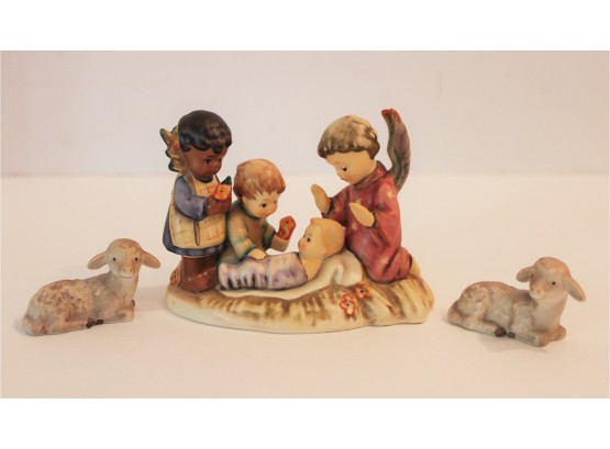 Vintage Hummel Unicef Commemorative Edition 'We Come In Peace' TMK7 & Two Sheep Figurines