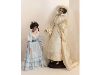 Beautiful Duo Of Victorian Porcelain Dolls - One Is LENOX