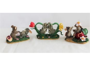 Three Fitz & Floyd Charming Tails Figurines Including 1 Artist Signed