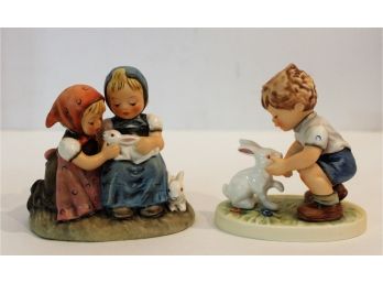 Vintage Hummel 'Easter Time' #384 TMK7 & 'Private Conversation' #615 TMK5 Figurines