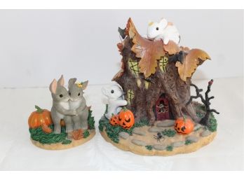 Two Charming Tales Fall / Halloween Figurine & Light Up House