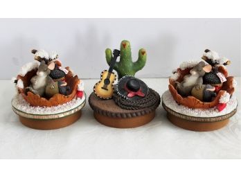Three Figural Jar Candle Topper Lids