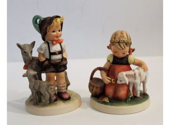 Two Vintage Hummel 'Little Goat Herder' #200/I TMK6 & 'Favorite Pet' #361 TMK7 Figurines