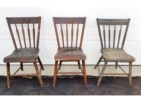 3 Antique Windsor Style Colonial Arrow Back Wooden Side Chairs (A) - MILLBROOK PICKUP