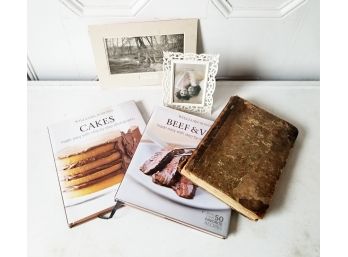 Antique 186 Years Old Magazine, B&W Photograph Print, & 2 Cookbooks - MILLBROOK PICKUP