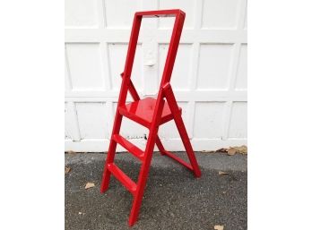 Danish Modern Red Lacquered Wooden Folding Stepstool - MILLBROOK PICKUP