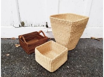 3 Woven Wicker/Straw Container - MILLBROOK PICKUP