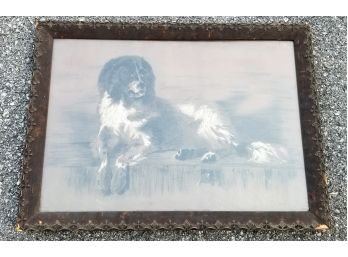 Antique Framed Drawing Of A Dog - MILLBROOK PICKUP