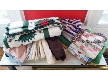 Assorted Linens Including Quilts, Sheets, Pillowcases And More - MILLBROOK PICKUP