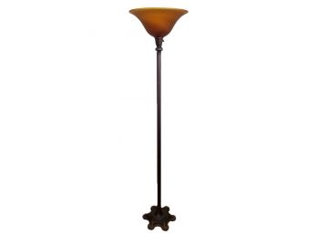 Amber Glass Shade Oil Rubbed Bronze Base Torchiere Floor Lamp - POUGHQUAG PICKUP