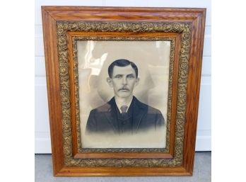 Antique Portrait Of A Man In Beautiful Wood Frame With Gold Accents - MILLBROOK PICKUP