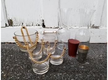 Vintage Glassware, Carafes And Metal Cups - MILLBROOK PICKUP