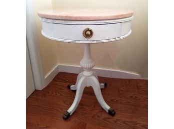 Pink Marble Top Drum Style Game Table - POUGHQUAG PICKUP