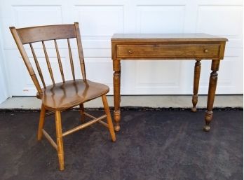 Vintage Heywood Wakefield Small Wooden Windsor Style Chair & Side Table Set - MILLBROOK PICKUP