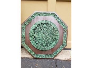 Aztec Mayan Malachite On Wood Calender