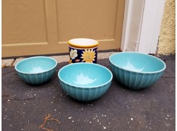 Imported Primagera Mixing Bowls And A Kitchen Crock Cannister