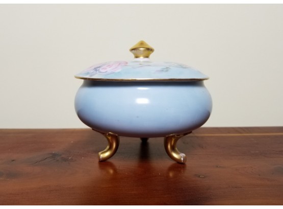 Antique Porcelain Lidded & Footed Powder Puff Bowl