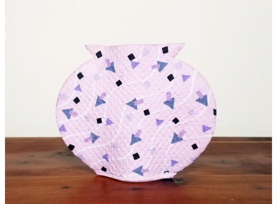 Artisan Signed Studio Handcrafted Ceramic Pocket Bud Vase W/ Faux Fabric Surface
