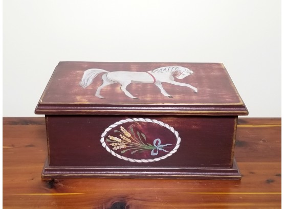 Artisan Folk Art Painted Wooden Table Box