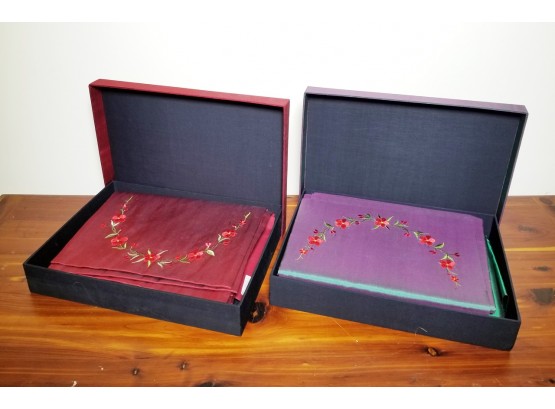 Set/2 Boxed Thai 'TSV' Silk Placemats With Napkins And Table Runner