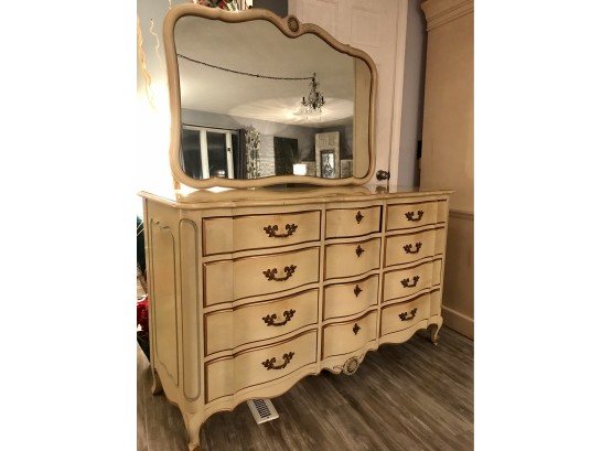 Matching Continental Furniture Company, North Carolina Wooden Vintage Dresser And Mirror